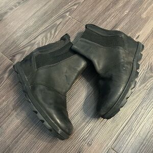 Sorel Black Leather Ankle Boots